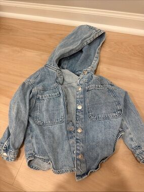 Zara Light Wash Denim Hooded Jacket for Kids